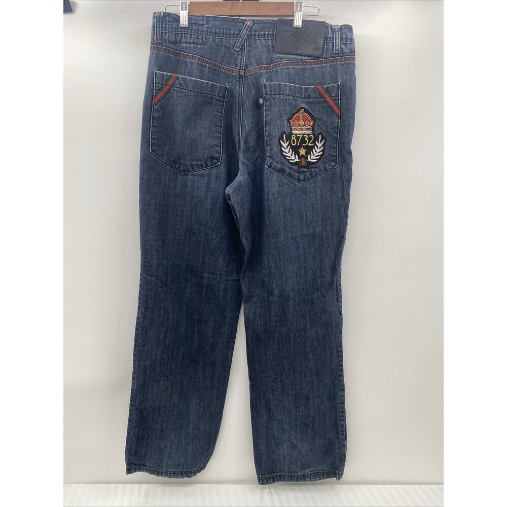 8732 Eight 732 Men's Sz Actual 34x32 Tag 36x34 Dark Wash Embroidered Denim Jeans